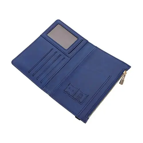 Produktbild: WATIIFUFU RFID-passinhaber Zertifikatsinhaber Visitenkartenhalter Für Damen Herren-geldbörse Aufnahmekartenhalter Kartenhalter Mit Reißverschluss Etikettenschutz Schlankes Gehäuse Navy Gummi