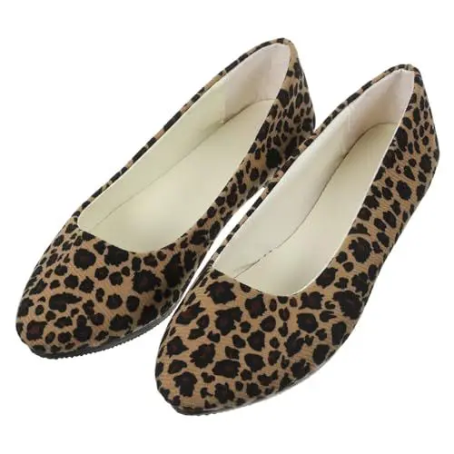 Produktbild: WATIIFUFU Schuhe Mit Leopardenmuster Tanzschuhe Lässige Sneaker Für Damen Herbst Sommer Damen Kleid Schuhe Leoparden-Wohnungen Damenschuhe Mit Animal-Print Schuhe Damen Mit Leopardenmuster