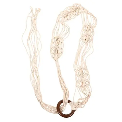 Produktbild: Woven Waist Belt Für Damen Handgefertigter Taillengürtel Aus Wachsseil Mit Einzigartigem Design Für Kleider Und Outfits Dekorativ Und Bequem Für Frauen