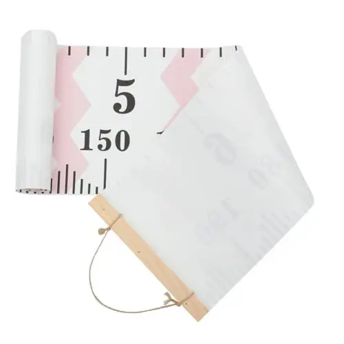 Produktbild: WATIIFUFU -Wachstumsdiagramm Höhendiagramm messen Messlatte für die Wand kinderzimmer wanddeko wandpolsterung kinderzimmer Wachstumswandkarte für Kinder Höhe Wandkarte Baumwollseil Rosa