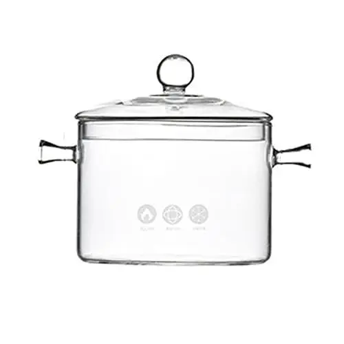 Produktbild: WATIIFUFU Hitzebeständiger Suppentopf Aus Glas Kochtopf Pfanne Eintopftopf Instant-nudeltopf Nudelschalen 1 L Perlendeckel Für Zuhause Küche Restaurant
