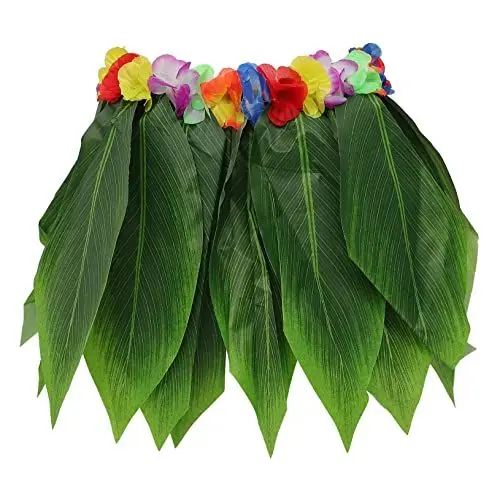 Produktbild: WATIIFUFU hawaiianisches Kostüm hawaiianische Outfits Blumenkostüm Hawaii-Grasrock tropischer Hula-Rock Bekleidung hawaii outfit hawaii kleidung Partyzubehör kurzer rock junplee hula rot