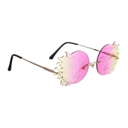 Produktbild: WATIIFUFU personalisierte Sonnenbrillen übergroße sonnenbrillen für damen Flamme Sonnenbrille leuchtbrillen sonnenrbille schnapsgläser rahmenlose sonnenbrille modische Brillen PC und Metall