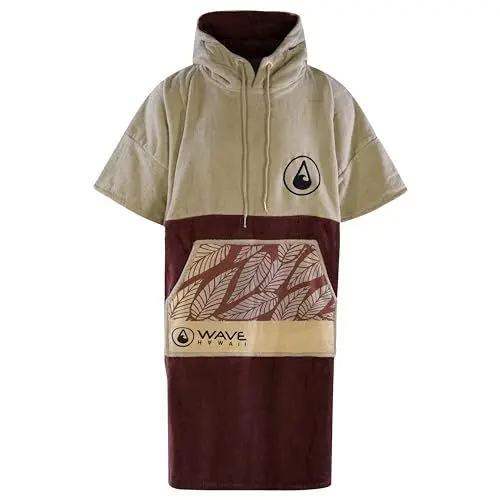 Produktbild: WAVE HAWAII Bade-Poncho Damen & Herren Leevs | Größe L, 170-200cm I 100% Baumwolle Surf-Poncho Erwachsene | Frottee- Handtuch mit hoher Wasserabsorption | Umziehhilfe Strand Erwachsene
