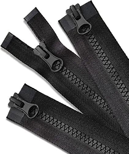 Produktbild: WAVEBEEXS 5mm Kunststoff Reißverschluss Teilbar, 3 Stück Reissverschluss 63 cm für Jacke, Nr.5 Jacke Reißverschlüsse Kaufen, Plastik Reißverschlüsse für Jacken, Mantel, Daunenjacke, Sweatshirt-25 inch