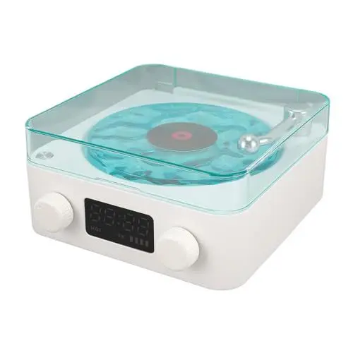 Produktbild: Waves-Player mit Wasserwellen-Licht, Plattenspieler, Waves-Bluetooth-Lautsprecher, Kompatibel mit Bluetooth, Radio, Speicherkarte, Audio-Eingangsmodus, Plattenspieler für (White)