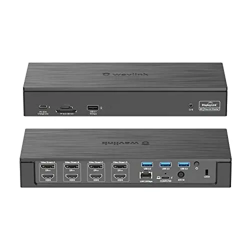 Produktbild: WAVLINK 19 in 1 USB-C Quad 4K Universal Laptop Docking Station with 100W Host Charging Function, Quad 4K Display at 60Hz for macOS and Windows (4 HDMI, 4 DP, SD 4.0 Card Reader, 2.5Gbps Ethernet)