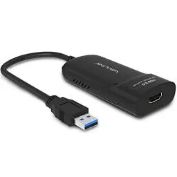 Produktbild: WAVLINK USB 3.0 zu HDMI Adapter Slim Externe Video Karte Display Monitor unterstützt 2048 × 1152 Auflösung mit Audio Port für Windows 10/8/7/XP – Schwarz