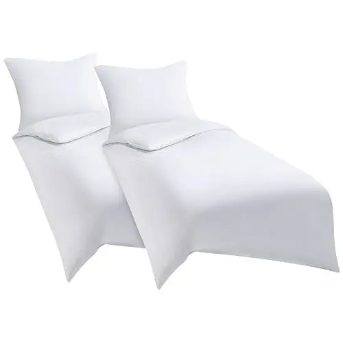 Produktbild: WAVVE Bettwäsche 135x200 4teilig Weiß - Bettbezüge 135 x 200 2er Set mit Kissenbezüge 80x80 cm, Bettwäsche-Sets 135x200cm aus Mikrofaser mit Reißverschluss Weich, Weiss