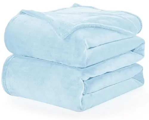 Produktbild: WAVVE Kuscheldecke Flauschig Decke Fleecedecke - Sofadecke Klein Wohndecke Couchdecke, Decke Sofa Weich Hellblau, Leicht Sofaüberwurf 130x150 cm