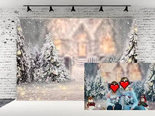 Produktbild: WaW 2.2x1.5m Fotohintergrund Winter Schneefall Wald Warmes Haus Bokeh Weihnachten Studio Hintergrund Fotografie Kulisse Stoff Kinder Baby Christmas Fotoshooting