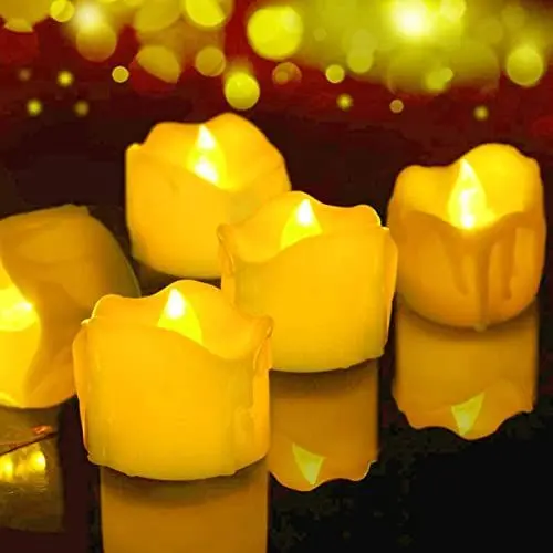 Produktbild: WAWORIO LED Kerzen, 12er Set LED Teelichter mit Timer Flammenlose LED Kerzen Batteriebetriebener, echte Flammeneffekt, flackernde LED Tee Lichter für Weihnachten, Ostern, Hochzeit, Party (Gelb)