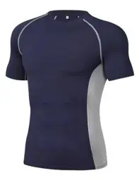 Produktbild: Wayleb Funktionsshirt Herren Kurzarm Kompressionsshirt Sportshirt Atmungsaktive Funktionsshirt Schnelltrocknend Laufshirt Fitness Gym T-Shirt Trainings Compression Tshirt, Dunkelblau M
