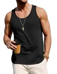 Produktbild: Wayleb Herren Tanktop Fitness Gym Shirt Ärmelloses Rundhals Muskelshirt Atmungsaktiv Trainingsshirt Sportshirt Workout Achselshirt, Schwarz XXL