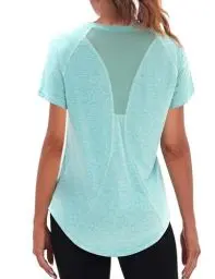 Produktbild: Wayleb Sport Tshirt Damen Locker Sport Oberteile Kurzarm Rundhals Leichtes Laufshirt Fitness T-Shirts Sportoberteile Trainingsshirt Gym Longshirt Tops, Blau XXL