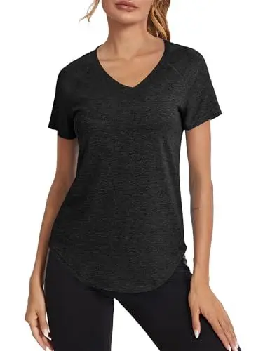Produktbild: Wayleb Sport Tshirts Damen Kurzarm Funktionsshirt Laufshirt Leicht Atmungsaktiv Sportshirt Back Mesh Schnell Trocken T-Shirt Oberteil Shortsleeve Gym Tops, schwarz XL