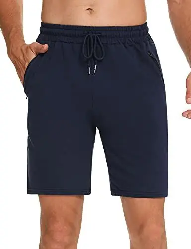 Produktbild: Wayleb Sporthose Herren Kurz Hosen Sommer Kurze Jogginghose Leichte Freizeithose Baumwolle Hose Männer Sweathose Shorts mit Reissverschluss Taschen, Blau M