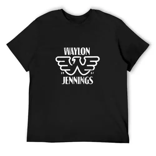 Produktbild: Waylon Jennings Men's Est T-Shirt Tee CottonT Shirt Casual Round Neck Easy Tee Comfortable Tees Black XXL