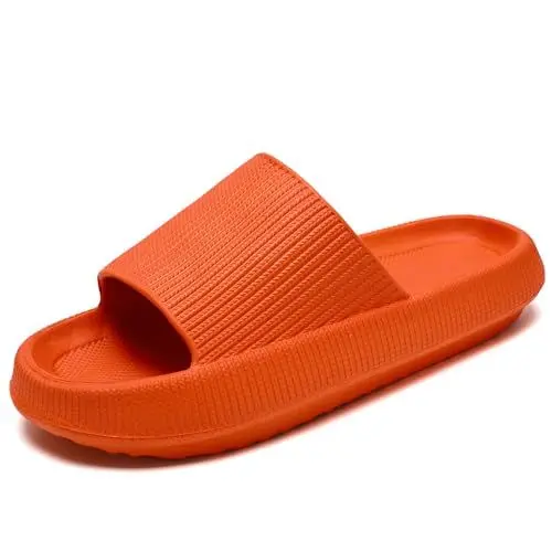 Produktbild: Waysoland Badelatschen Damen Herren,Wolkenschuhe Damen Airfoot Wolken Rutschfest Schnell Trocknend Super Bequeme Dicke Sohle Sandalen Sommer Garten Badeschuhe(Orange,38/39 EU)