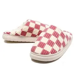 Produktbild: Waysoland Hausschuhe Damen Herren, Flauschige Damen Plüsch Pantoffeln aus Memory-Schaum Kariert Rutschfeste Sohle für Schlafzimmer Winter Slippers für Drinnen Draußen mit Fellfutter(Rosa,38/39 EU)