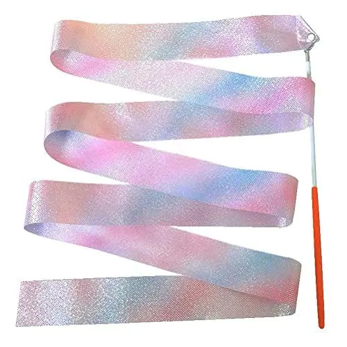 Produktbild: WBTY Funkelndes Tanzband, 2M/4M Lange Bänder Rhythmische Gymnastik, Tanzband-Streamer Kinder, Passend Tänzer, Spiel, Stabwirbel, Gymnastik-Party-Geschenk(2M)