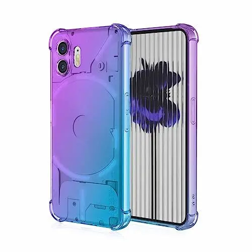Produktbild: WBWONE Silikon Hülle für Nothing Phone (2) Case, Handyhülle Transparent Dünne Weiche Gradient TPU Soft Stoßfest Durchsichtige Schutzhülle Cover Bumper (Lila Blau)