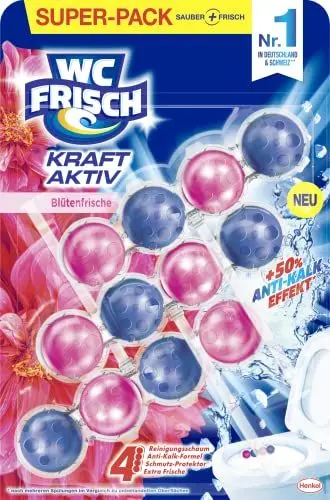 Produktbild: WC-Frisch WC FRISCH Kraft Aktiv Duftspüler Blüten-Frische (150 g), WC Reiniger für Reinigung bei jeder Spülung, Duftsteine für langanhaltend frischen Duft, + 50 % Anti-Kalk Effekt*
