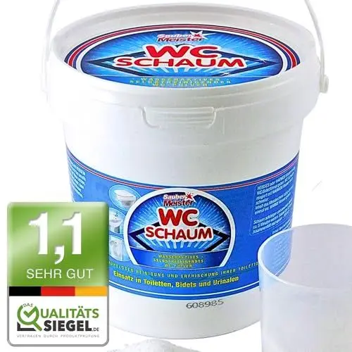 Produktbild: WC Reiniger Schaum - Kraftvoller Kalkentferner & Urinsteinlöser - WC Pulver Zauberschaum bekannt aus dem TV - Idealer Kloreiniger ((NEU) 1kg)