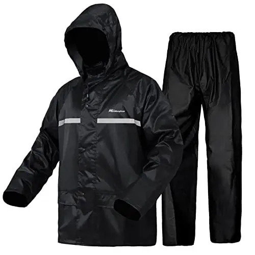 Produktbild: WCBDUT Herren Regenanzug Reflektierender 100% Wasserdichter Anzug Outdoor Regenmantel Winddicht Regenjacke(S, Schwarz)