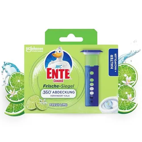 Produktbild: WC-Ente Frische-Siegel Starter-Set (inkl. 1 Nachfüller), körbchenloser WC-Reiniger, Limone Duft, 36 ml