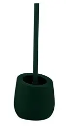 Produktbild: WENKO WC-Garnitur Mod. Badi, Badaccessoire aus hochwertiger Keramik mit Matter Oberfläche, inkl. WC-Bürste mit Ø 7,5 cm Silikon-Bürstenkopf in Schwarz mit Antihaft-Wirkung, Ø 13,5 x 38 cm, Dunkelgrün