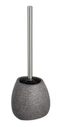 Produktbild: WENKO WC-Garnitur Mod. Pion, in natürlicher Stein-Optik, WC-Bürstenhalter aus hochwertiger Keramik, WC-Bürste mit auswechselbarem Bürstenkopf, (B x H x T): 12,5 x 38,5 x 12 cm, Grau