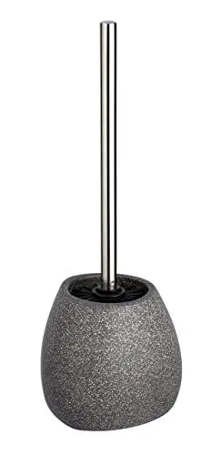 Produktbild: WENKO WC-Garnitur Mod. Pion, in natürlicher Stein-Optik, WC-Bürstenhalter aus hochwertiger Keramik, WC-Bürste mit auswechselbarem Bürstenkopf, (B x H x T): 12,5 x 38,5 x 12 cm, Grau