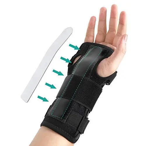 Produktbild: Handgelenkbandage mit abnehmbarer Aluminiumstange und verstellbaren Gurten, zur Linderung von Schmerzen im Karpaltunnel, Frakturen und Verstauchungen, Arthritis, Sehnenscheidenentzündung, rechts oder