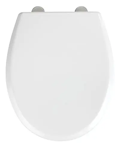 Produktbild: WENKO WC-Sitz Gubbio, Absenkautomatik und Fix-Clip, Bis 350 kg belastbar, Antibakterielles Duroplast, 37 x 44,5 cm, Weiß