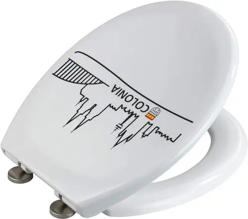 Produktbild: WENKO WC-Sitz Colonia, hygienischer Toilettensitz mit Absenkautomatik, Fix-Clip Hygiene-Befestigung, WC-Deckel aus antibakteriellem Duroplast