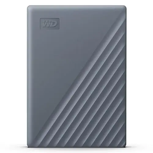Produktbild: WD My Passport-Festplatte, funktioniert mit USB-C 5 TB (Mobile Festplatte, Passwortschutz, Backup-Software, USB 3.2 Gen 1, 3 Jahre Garantie) Siliziumgrau
