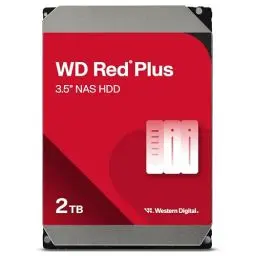 Produktbild: WD Red Plus interne Festplatte NAS 2 TB (3,5 Zoll, Workload-Rate 180 TB/Jahr, 5.400 U/min, 64 MB Cache, 180 MB/s Übertragungsrate, NASware-Firmware für Kompatibilität, 8 Bays) Rot
