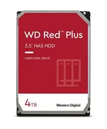 Produktbild: WD Red Plus interne Festplatte NAS 4 TB (3,5 Zoll, Workload-Rate 180 TB/Jahr, 5.400 U/min, 256 MB Cache, 180 MB/s Übertragungsrate, NASware-Firmware für Kompatibilität, 8 Bays) Rot