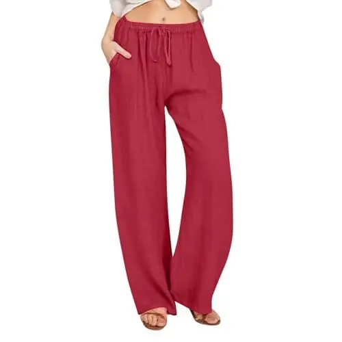 Produktbild: WDCHAOYUE Damen, Damenhose Mit Gummizug, Linen Pants Women, Sommerhosen Damen Leicht Und Luftig, Dünne Sommerhose 7/8, Strandhose 7/8 Hose