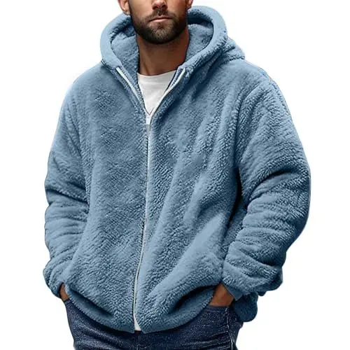 Produktbild: WDCHAOYUE Fahrradjacke Herren,Herren Jacke Herren Kapuzenjacke Taschen Winter Softshelljacke Kapuze Und Sort Kordelzug Rundhals Reißverschluss Baumwolle Bequem Fit Trainingsjacke