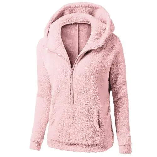 Produktbild: WDCHAOYUE Fleecepullover Damen,Pullis Damenen Winter Winterjacke Teddyjacke Fleecejacke Hoodie Damen Kapuzenpullover Warm Wintermantel Stilvoller Reißverschluss Fellmantel