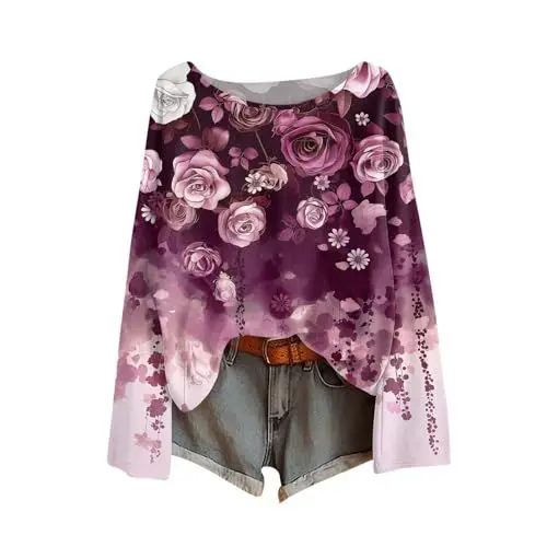 Produktbild: WDCHAOYUE Italienische Mode Damen,Top Damen Strickpullover Herbst Winter Langarmshirt Floral Print Bequem Oberteil Bluse Übergröße Strickwaren Pullover