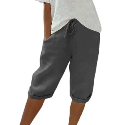 Produktbild: WDCHAOYUE NA Lato, Leinen Damen Sommer, Leinenhose Damen, Damen Leichte Sommerhose, Hose 3/4 Damen Sommer, Leinenhose Damen Sommer, Luftige Sommerhose Damen, Damen Leichte Sommerhose, Knielange Hosen