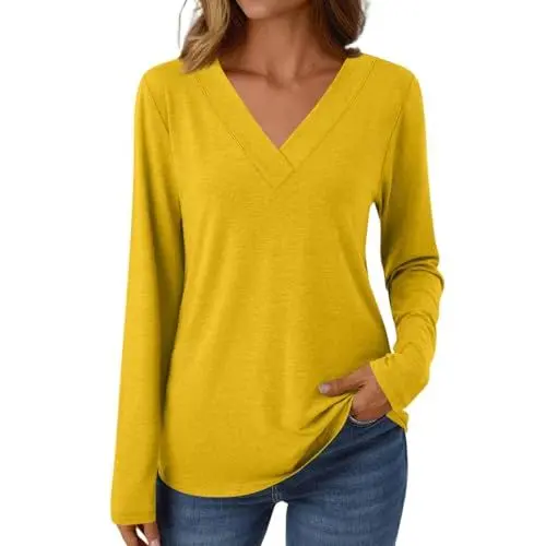 Produktbild: WDCHAOYUE Satin Bluse Damen Elegant,Pullover Damen Langarmshirt Rundhal Elegant Langarm Oberteile Rippshirt Tshirts Basic Casual Top