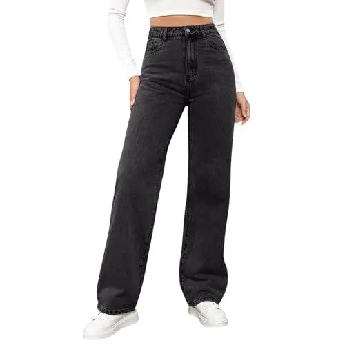 Produktbild: WDCHAOYUE Leichte Sommerjeans Damen, Baggy Hose Damen Hosen, Freizeithose Stretch Jeggings High Waist, Baggy-Jeans, Wide Leg Jeans Schlaghose Jeans,
