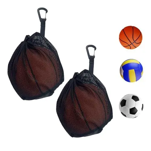Produktbild: WDKXCN 2PCS Ballsack, Rucksack Tragbare Ballnetz 1 Ball, Basketball Tasche Balltasche Handball, Fußballnetz Mehrzweck Sport Netztasche für Fußball Tennis Kinder Erwachsene