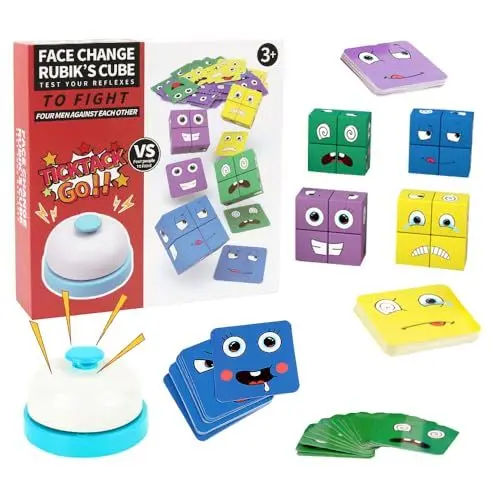 Produktbild: WDKXCN 3D Puzzle Face-Changing Magic Cube, Holzwürfel Puzzle, Interaktives Emoji Blocks Spielzeug Würfelpuzzle, Bunte Zauberwürfel Baustein Spielzeug Set, Wooden Express Toy für Kinder ab 3 Jahren