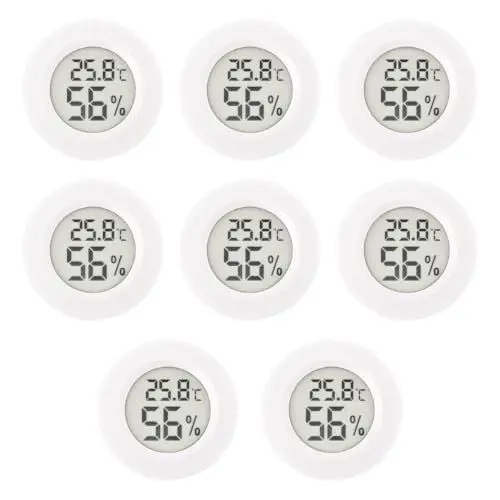 Produktbild: WDKXCN 8 Pack Thermometer mit Luftfeuchtigkeitsmesser, Digital Mini Hygrometer Thermometer, Hygrometer Innen, -50°C~+70°C, für Babyzimmer Wohnzimmer Büro Gewächshaus(Weiß)