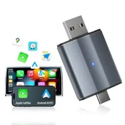 Produktbild: WDKXCN CarPlay Wireless Adapter, Mini Wireless Carplay Adapter 2 in 1 für Apple & Android Auto, Automatische Android Auto Wireless Adapter, Apple Carplay Ohne Kabel Plug & Play, iOS 10+ & Android 11+